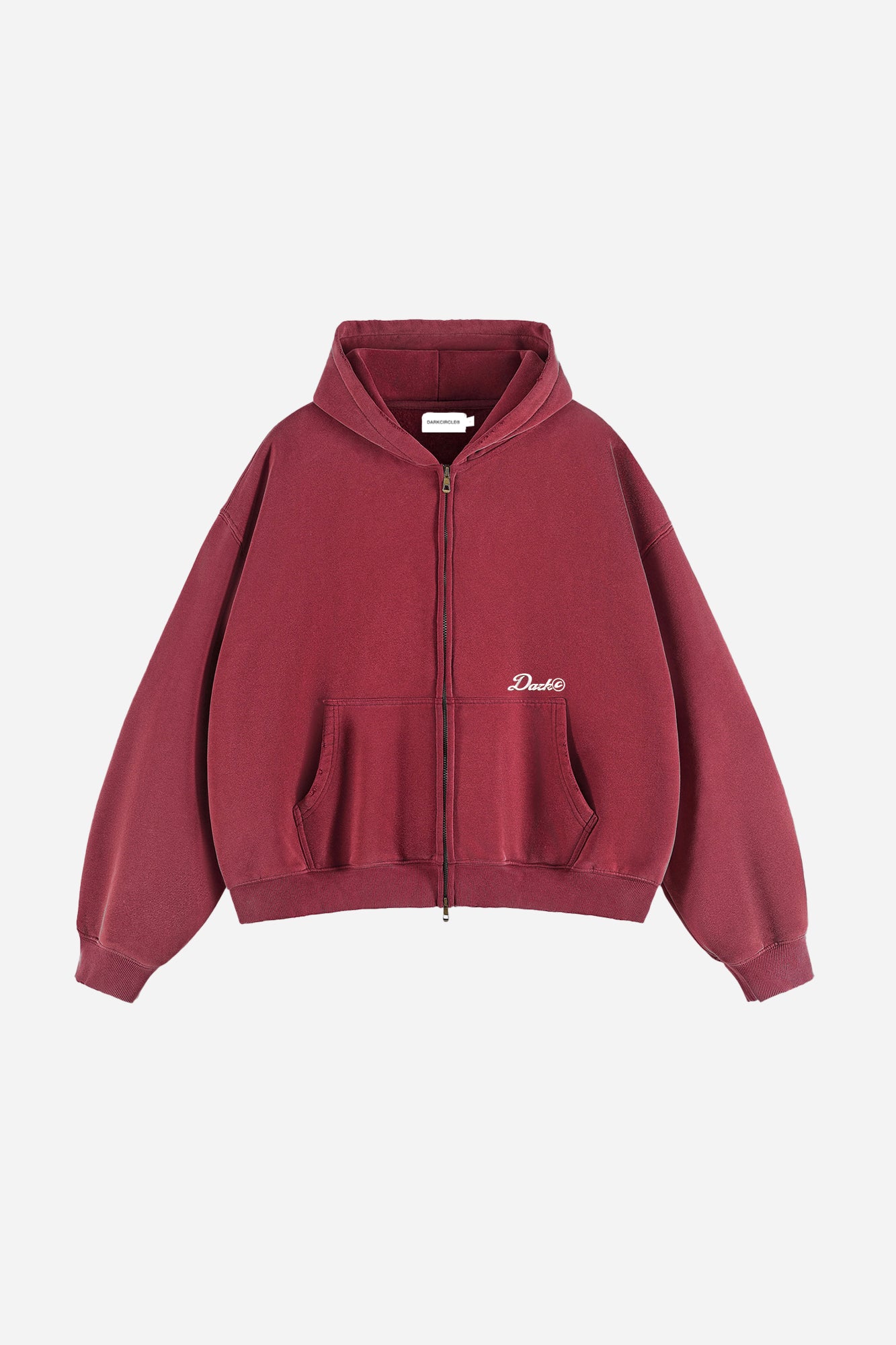 Boxed Crop Zip Hoodie - Vintage Red